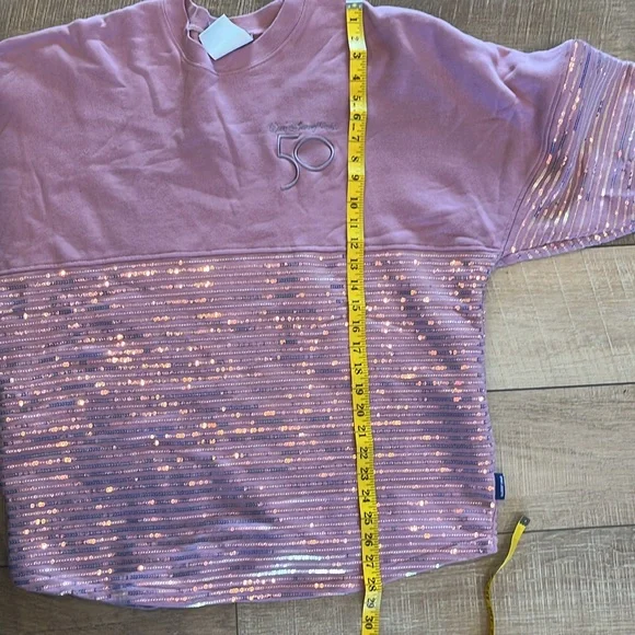 Walt Disney World 50th spirit jersey lilac sequin sweatshirt limited and rare - Picture 10 of 12